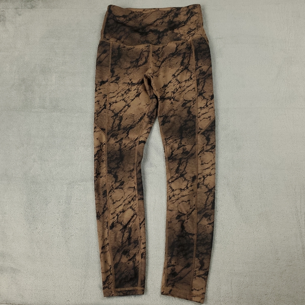 Move Theory Leggings Womens Small Spandex Stretch Gym Athletic Bronze Marble